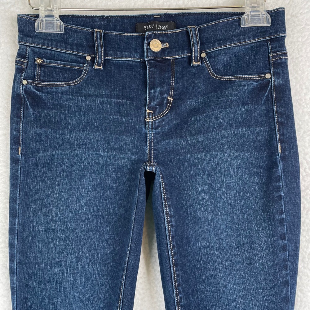 White House Black Market Dark Wash Skinny Jeans Women XS Regular Indigo Stretch